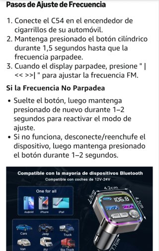 GizmoVine Transmisor FM Bluetooth Coche