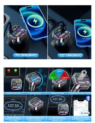 GizmoVine Transmisor FM Bluetooth Coche