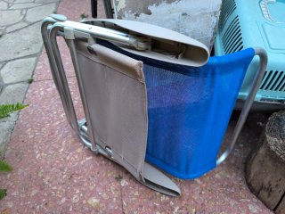 2 Sillas plegables playa azul y beige
