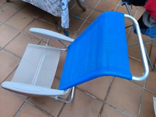 2 Sillas plegables playa azul y beige