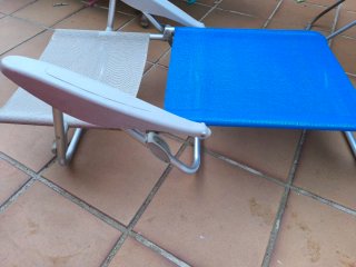 2 Sillas plegables playa azul y beige