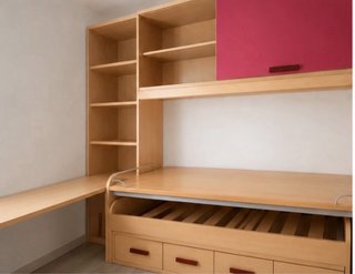 Mueble juvenil madera y rosa