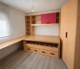 Mueble juvenil madera y rosa