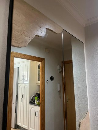 Mesa recibidor espejo cristal piedra
