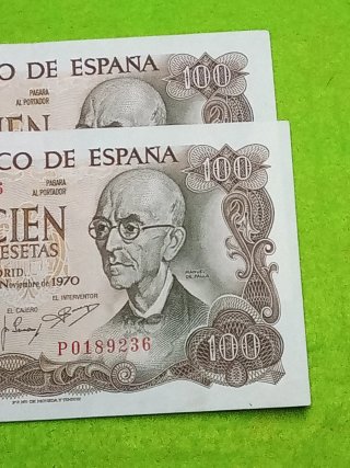 Pareja 100 Pesetas Banco de España 1970