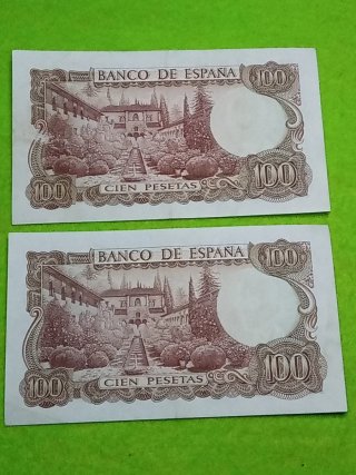 Pareja 100 Pesetas Banco de España 1970