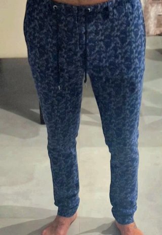 Pantalone uomo fantasia blu/grigio