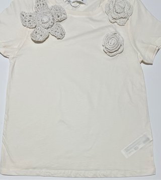 Camiseta Sfera Flores Crochet Crema Talla S