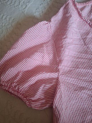 Blusa rayas manga corta abullonada