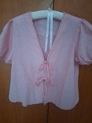 Blusa rayas manga corta abullonada