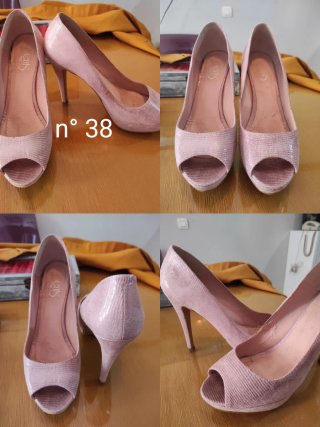 Tacones Peep Toe Rosa Talla 38