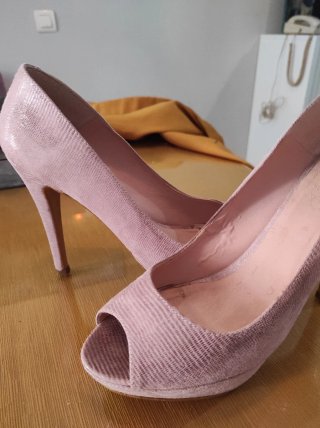 Tacones Peep Toe Rosa Talla 38