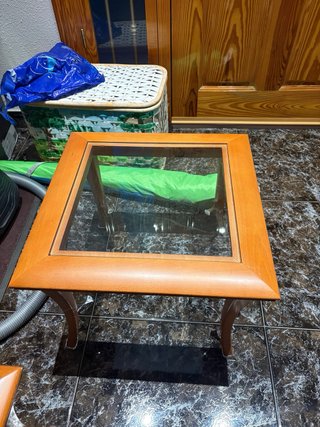 Mesa de centro cristal y madera