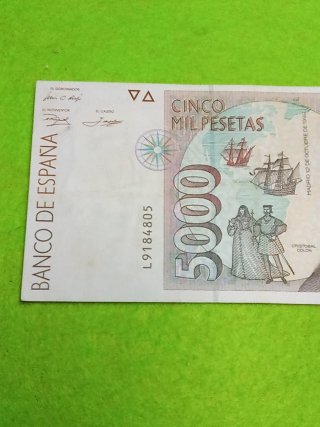 Billete 5000 Pesetas España 1992 Cristóbal Colón