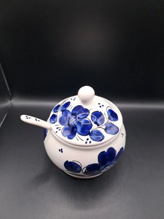 Azucarero de cerámica francés con flores azules