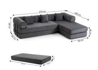 Sofá Cama Espuma Comprimida Gris
