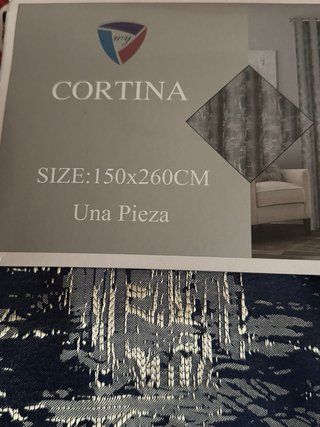 Cortina 150x260cm Azul y Dorado. Nuevo a estrenar.