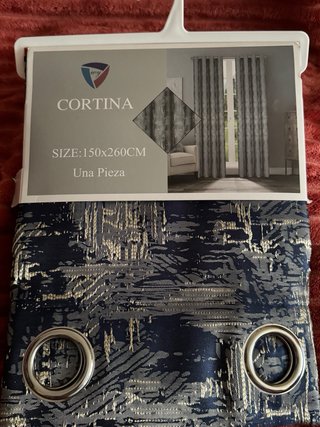 Cortina 150x260cm Azul y Dorado. Nuevo a estrenar.