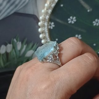 Anillo rugoso Aguamarina Natural