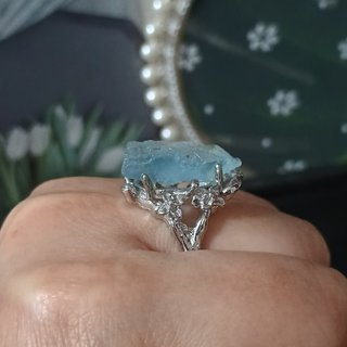 Anillo rugoso Aguamarina Natural