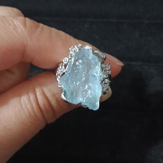 Anillo rugoso Aguamarina Natural