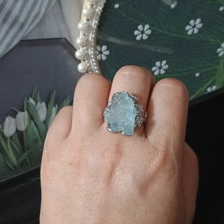 Anillo rugoso Aguamarina Natural