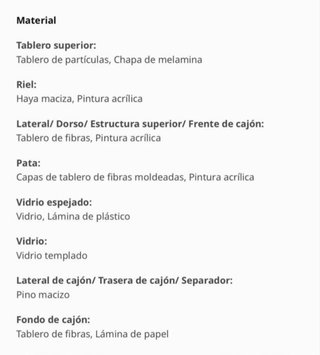 Tocador blanco con espejo y cajones