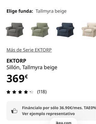 Butaca Ektorp Ikea Beige