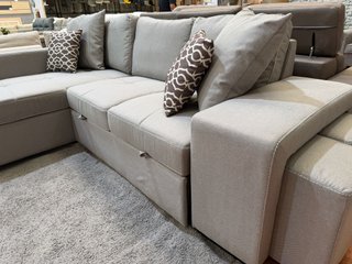 Sofá Cama Chaise Longue Gris con Arcón