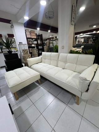 Sofá Cama Blanco con Puff Nuevo