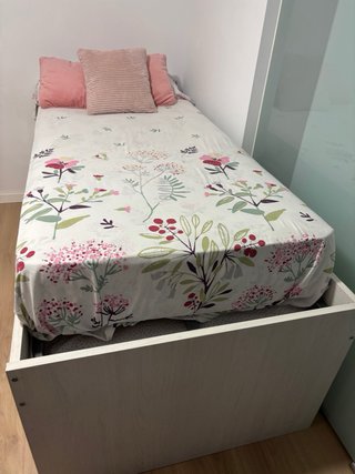 Cama nido juvenil rosa y blanca