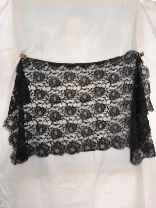 Echarpe/Véu preto de renda floral
