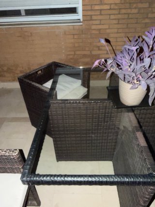 Mesa y Sillas Jardín Ratán y Cristal C