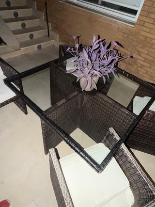 Mesa y Sillas Jardín Ratán y Cristal C