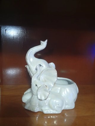 Figura Elefante Porcelana Flores