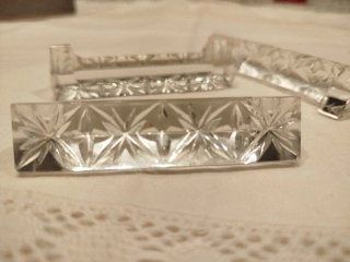 Juego 4 reposa cubiertos cristal francés tallado