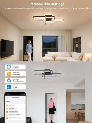Lámpara Techo LED 80W Alexa Negra/Dorada
