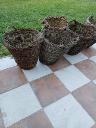 Cestas de mimbre artesanales antiguas (5 unidades)