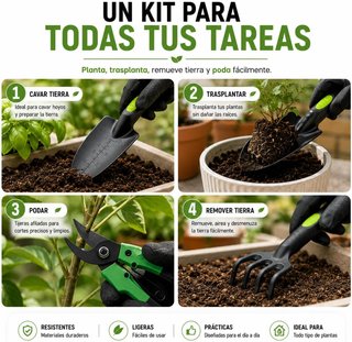Kit 5 Herramientas Jardinería