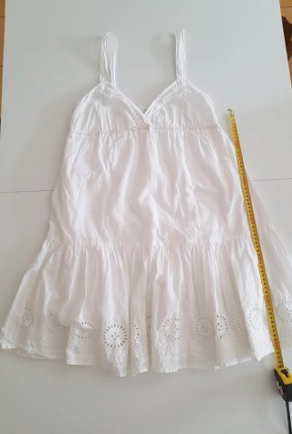 Vestido ibicenco blanco 100% algodón, XS/S | Nuevo