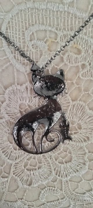 Colgante de gato con cadena