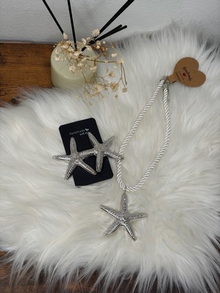 Lote Pendientes y Collar Estrella Plata