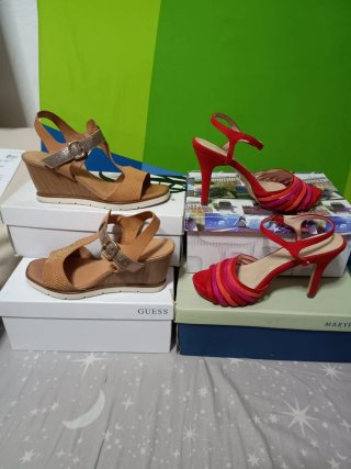 Lote Sandalias Talla 37 (Beige y Rojo)