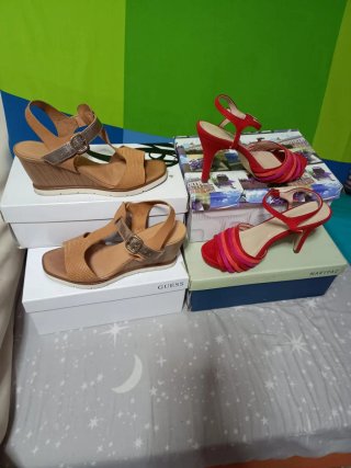 Lote Sandalias Talla 37 (Beige y Rojo)