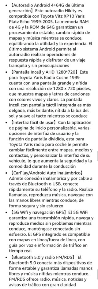 Radio Android Hikity 4+64GB para Toyota Yaris