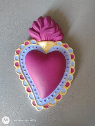 Cuore Sacro Ceramica Viola e Blu