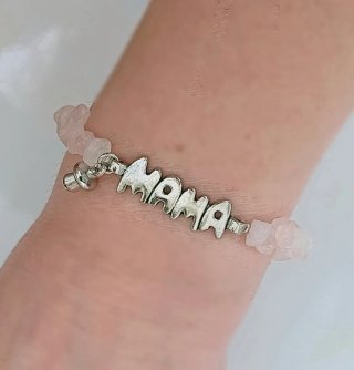 Pulsera Mama cuarzo rosa Colgante Chupete