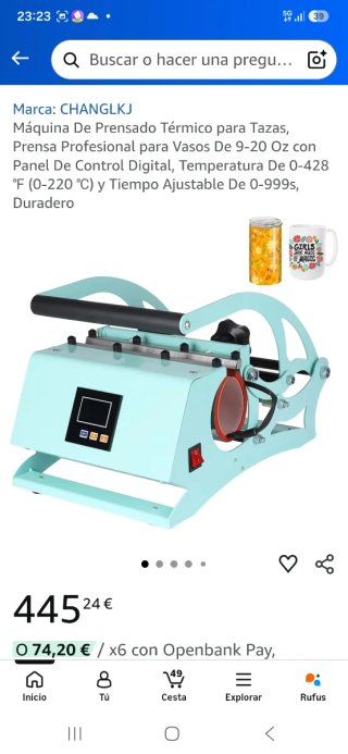 Máquina de Prensado Térmico para Tazas