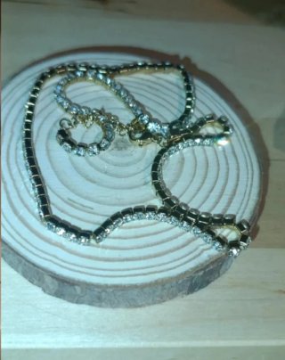 Collar Acero Dorado y Circonitas 44cms