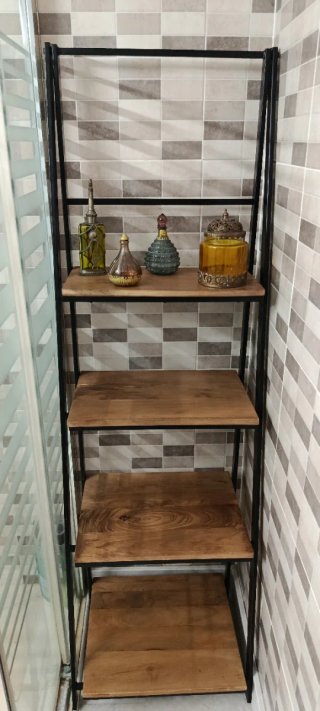 Estantería Madera y Metal Negra Marrón